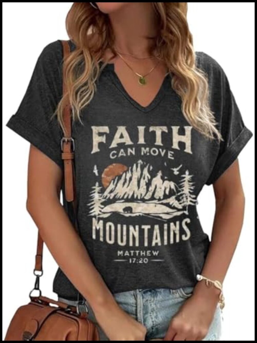 Christian V Neck Graphic T-Shirt Bible Verse Boho Floral Short Sleeve